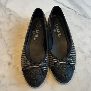 Chanel ballet flats - silver striped 36.5